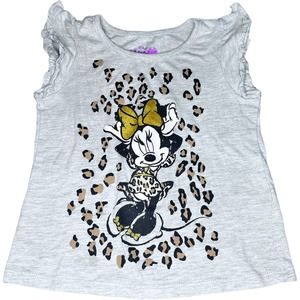 Disney Minnie Gray and Leopard Top Toddler Girls Size 3T Gently Used